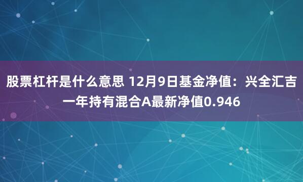 股票杠杆是什么意思 12月9日基金净值：兴全汇吉一年持有混合A最新净值0.946