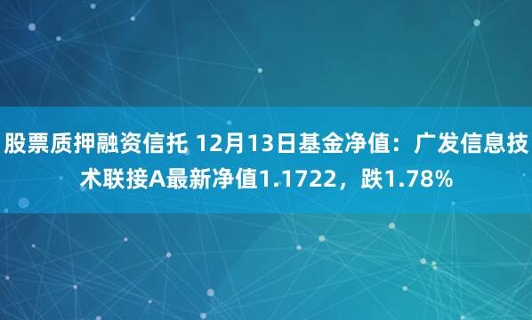 股票质押融资信托 12月13日基金净值：广发信息技术联接A最新净值1.1722，跌1.78%