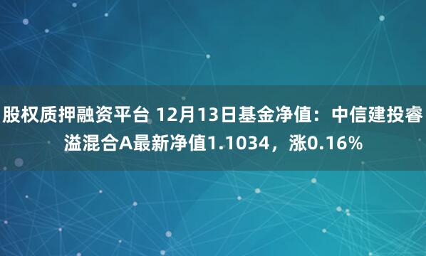 股权质押融资平台 12月13日基金净值：中信建投睿溢混合A最新净值1.1034，涨0.16%