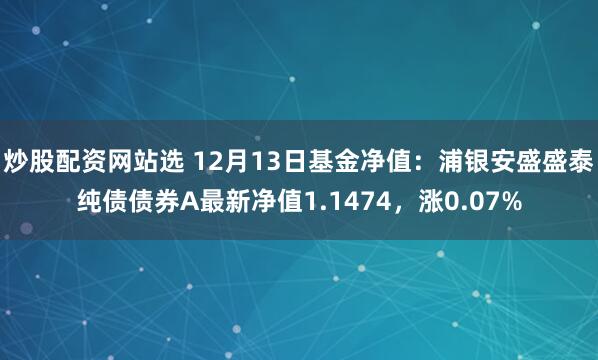 炒股配资网站选 12月13日基金净值：浦银安盛盛泰纯债债券A最新净值1.1474，涨0.07%